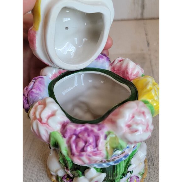 Tulips bunny vintage floral‎ sugar container tea accessory rabbit spring - Picture 6 of 6